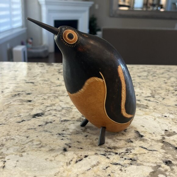 Bertha Medina Bird Gourd Peruvian Signed Hand Carved Folk Art Made in Peru - Picture 3 of 17